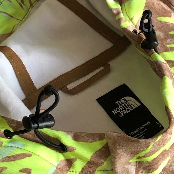 The North Face Hoodie Tekno Utility Brown Neon Prairie Paint Brush Print Large - Picture 6 of 13